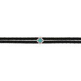 0.06ct Diamond & 0.25ct Composite Turquoise 14k Rose Gold Clover Cord Choker Necklace
